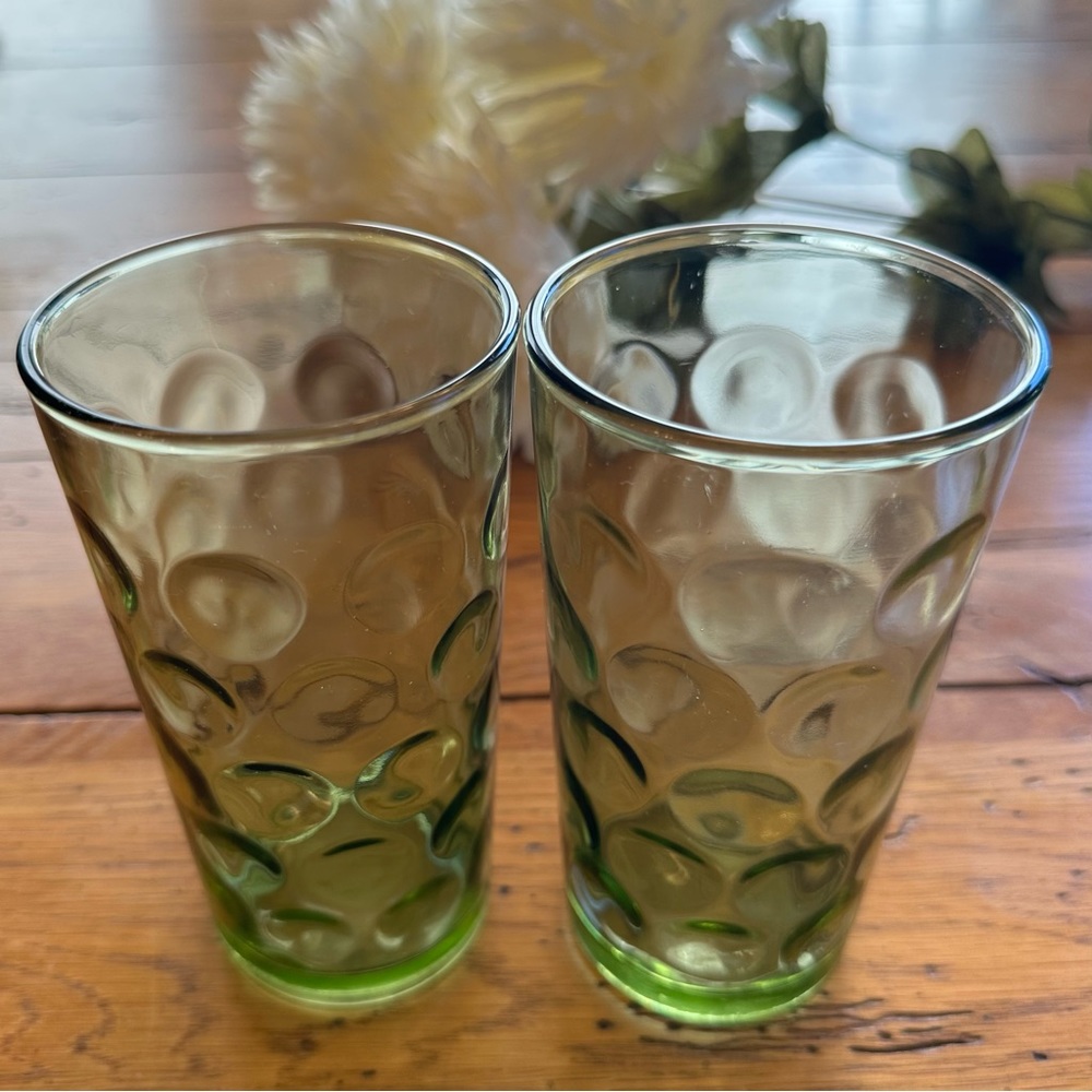 Vintage Hazel Atlas Eldorado Tumblers / Avocado Green Set of 2